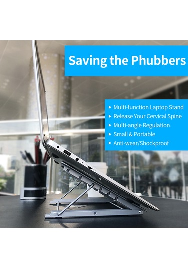 Padalink Yüksekliği 6 Seviyede Ayarlanabilir, Çekirdekli, Taşınabilir Ve Çevrilir, Dizüstü Bilgisayar/tablet İçin, Boyun Ağrısı Önleyici, Sert Ve Dayanıklı, Siyah Tutucu