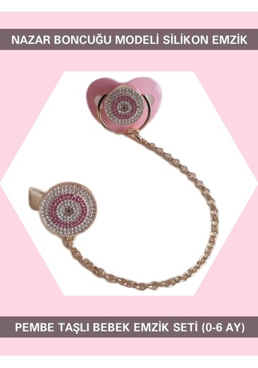 Sahi Aksesuar Nazar Boncuğu Modeli Emzik Zinciri Seti Bezyı373 Mavi