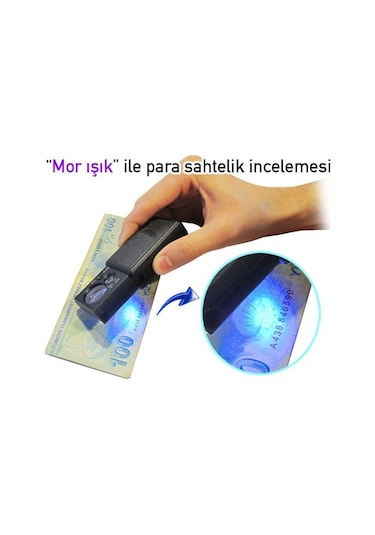 9881 Mini El Tipi Büyüteç ''mor Işıklı''