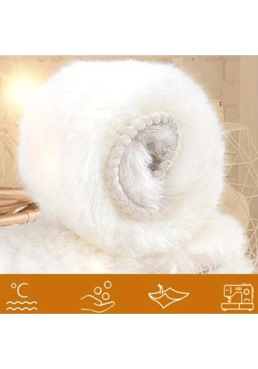 Fochsia Kalın Kürklü Kışlık Beyaz 43 9 Numara Tabanlık Ayakkabı İçi Sıcak Tutan Yumuşak Polar