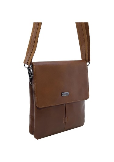 Hakiki Deri Taba Renk Erkek Postacı Çantası %100 Kuzu Derisi Taba