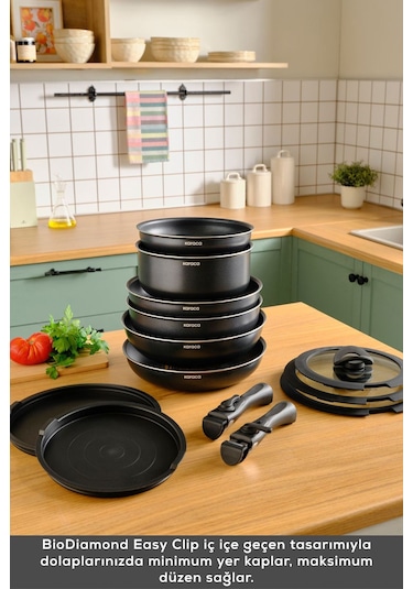 Karaca  Biodiamond Easy Clip 13 Parça İndüksiyon Tabanlı Tencere Seti