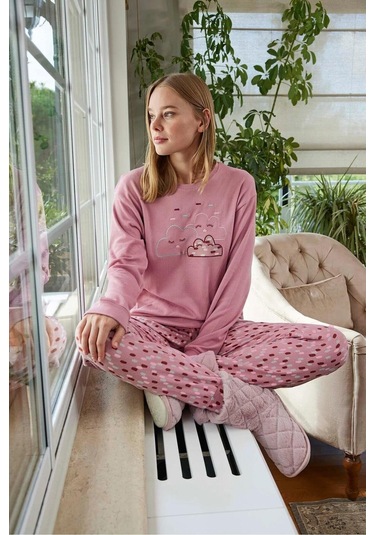 Aydoğan Kadın Bisiklet Yaka Termal Pijama Takımı 30021p- 1 Adet Pembe
