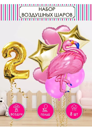 Fiolento 2 Yaş İçin Kız Çocukuna Hediye Rakamlı Doğum Günü Balonları 169909989 PEMBE