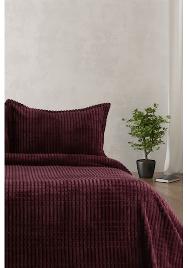 Merinos Modern Line 3 Parça Battaniye Seti - Mor