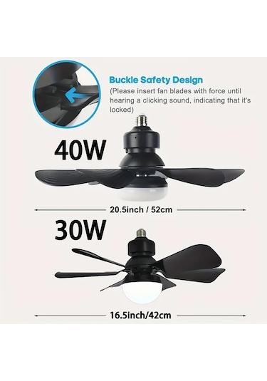 Xuweiwei 20.5 İnç Siyah Akıllı Led Tavan Fanı Işığı 52.07 41.91 Cm Uzaktan Kumandalı 3 Renk Sıcaklık Sessiz Çalışma Modern Tasarım E26 E27 Soket