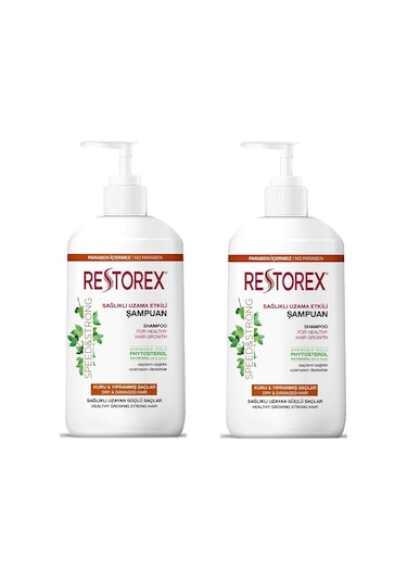 Restorex Kuru ve Yıpranmış Saçlar İçin Onarıcı Şampuan 1 L 2 Adet