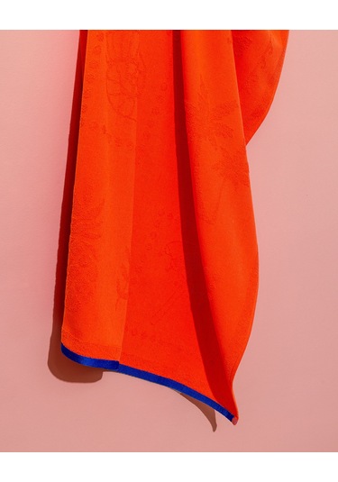 Madame Coco Sorle %100 Pamuk Plaj Havlusu - Turuncu - 70x150 Cm 8684427222843 Turuncu