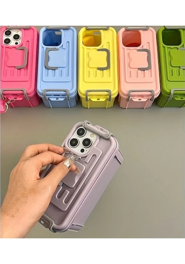 Elmpaly İphone 15 Pro Max Bright Pink Çapraz Taşımalı Depolama Telefon Kılıfı