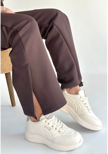 Yejja Bej Cilt Bağcıklı Spor Ayakkabı Çok Renkli