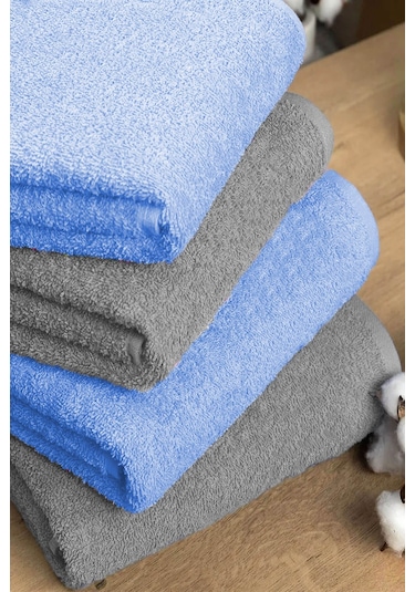 4 Lü Banyo Havlusu Takımı Soft Büyük Havlulu Pamuklu Havlu Seti 90x150 Cm Gri 001
