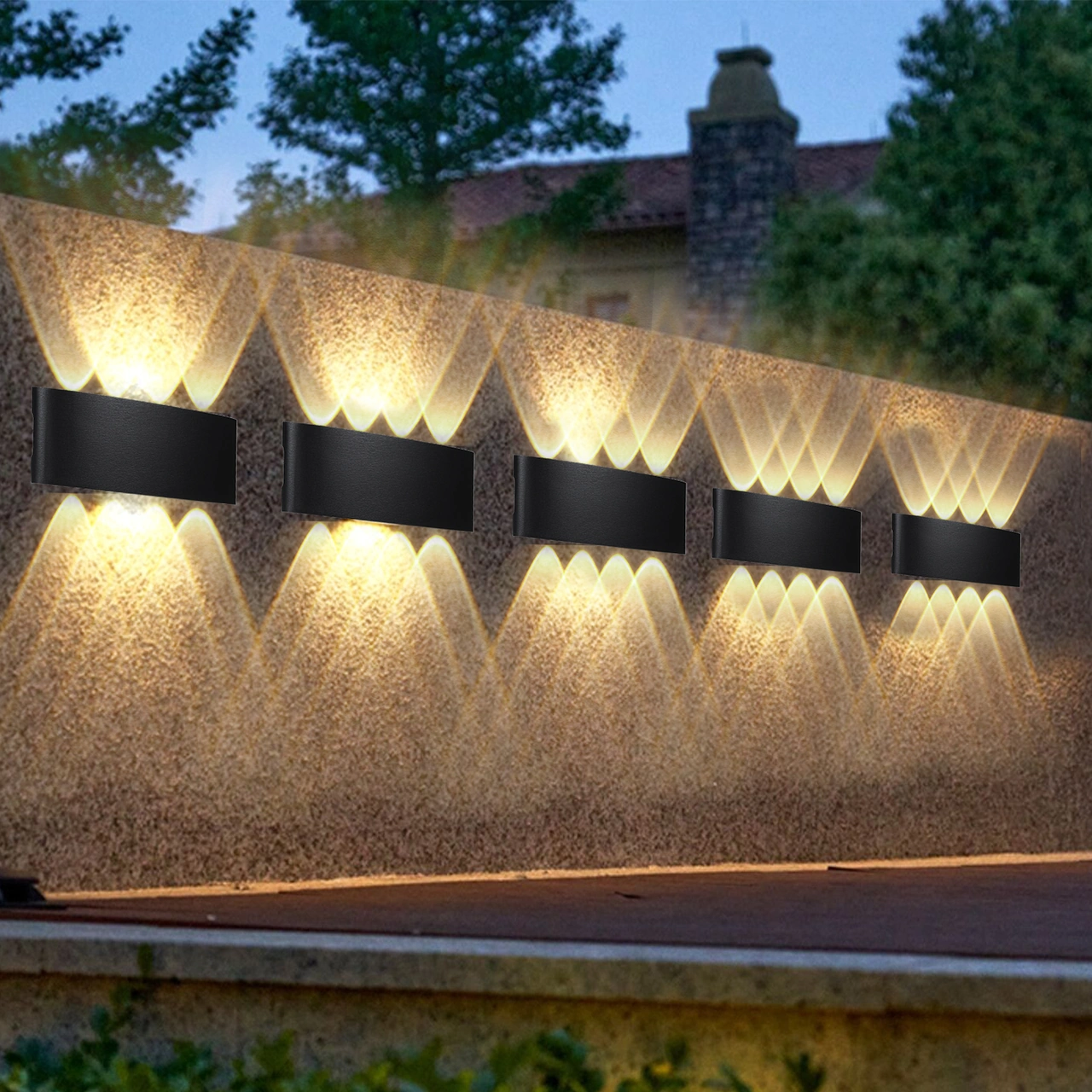 Hangfox Alüminyum Led Duvar Lambası, 8 Işık Demeti, 4000k, Ip65 Su Geçirmez, Modern Yüksek-aşağı Tasarım, Oturma Odası/bedroom/ Koridor Aydınlatma, Siyah Siyah