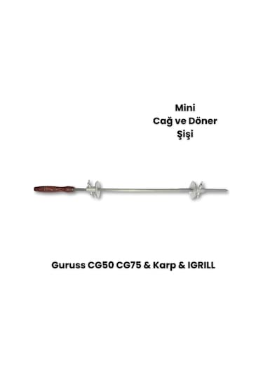 Mini Cağ Ve Döner Şişi Paslanmaz Çelik Şiş 57 Cm + 2 Adet Et Sıkıştırma Aparatı