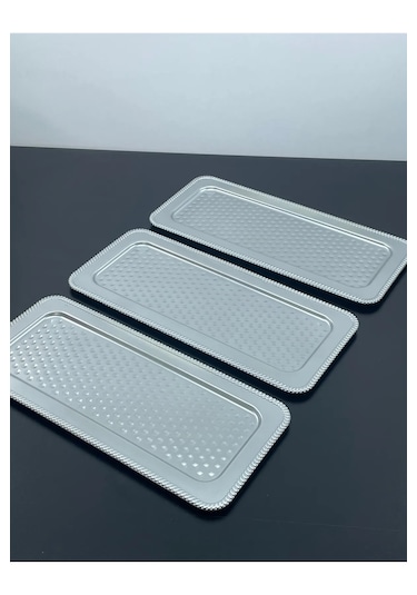 6 Lı Plastik Dikdörtgen Kahve Sunumluk Servis Tepsi