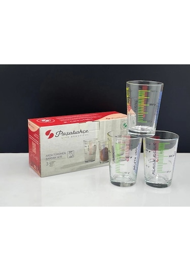 Paşabahçe 97420 Arda Türkmen Ölçü Bardak Seti Şeffaf