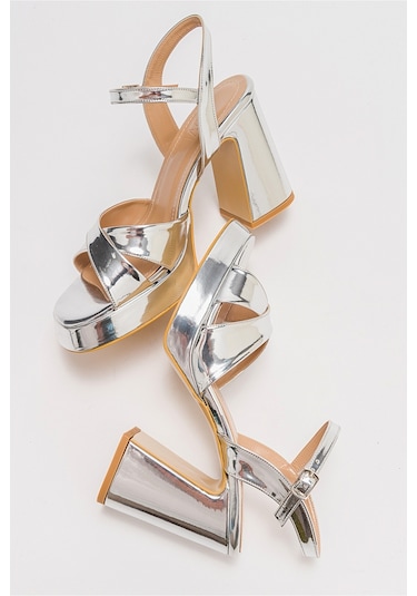 Luvishoes Lello Gümüş Kadın Topuklu Ayakkabı Gümüş