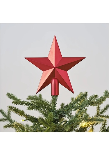 Çam Ağacı 20 Cm Yılbaşı Ağacı Süsü Kırmızı Tepe Yıldızı Tepe Süsü