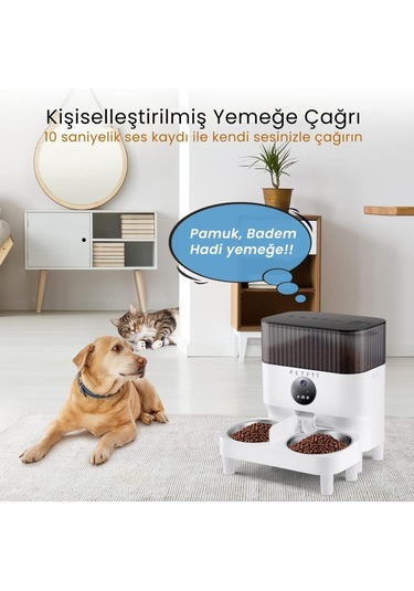 Petfit Catmax Pro Plus 5l Wi-fi Kameralı Çift Kase Akıllı Otomatik Kedi Köpek Mama Kabı Besleme Ünitesi Sesli Komut+çelik Kase+app Kontrol