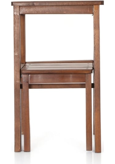 Merdiven Tabure 2 Basamaklı Ceviz Renk 58x35x25cm Diğer
