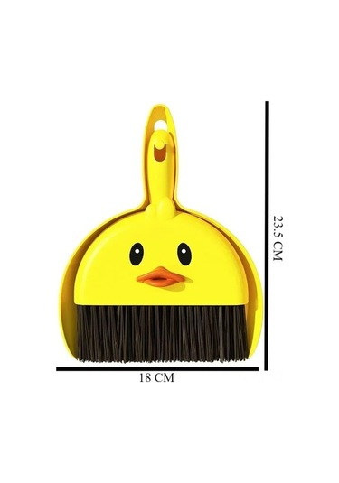 Fortunelane Küçük Sarı Ördek Süpürge Ve Kömürlük Seti - Eğlenceli Temizlik Aleti, Ev Temizliği İçin Dayanıklı