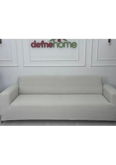 Jakarlı Düz Desen 3-3-1-1 Lastikli Kanepe Örtüsü Lastikli Koltu Haki