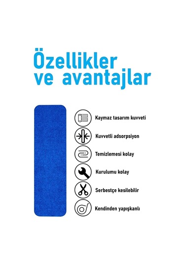 Halifleks Yapışkan Tabanlı Merdiven Basamak Paspası Rip Halı Kaymaz Tabanlı - Lacıvert Lacıvert