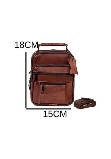 Newish Polo Erkek Taba Hakiki Deri Çelik Kasalı Omuz Ve El Çantası 15x19cm New274 Taba