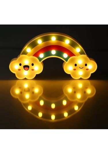 Gülen Bulutlu Gökkuşağı Led Gece Lambası Çok Renkli