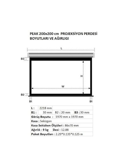 Peak M200 400x300 CM Motorlu Kumandalı Projeksiyon Perdesi
