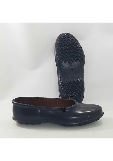 Ak Plastik Galoş Siyah Içi Astarlı Kadın Lastik Mest Ayakkabı