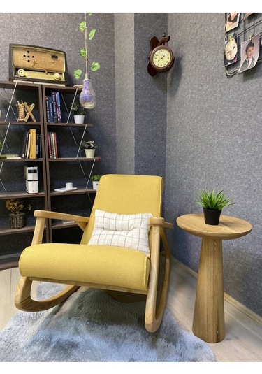 Asedia Ekol Dişbudak Naturel Sarı Sallanan Sandalye Berjer