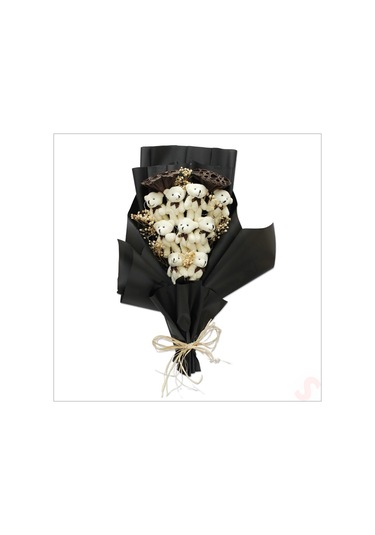 9 Pelüş Ayıcıklı, Kuru Çiçekli Ve Led Işıklı Buket, 54x36cm