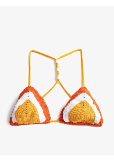 Koton Koton X Şahika Ercümen - Kroşe Örgü Üçgen Bikini Üstü Sarı 2sak10254bm Sarı