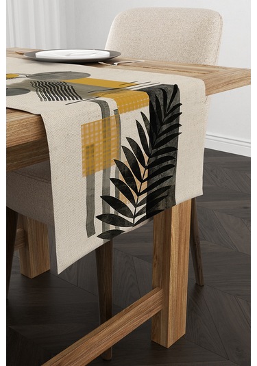 Sarı Krem Bohem Modern Desenli Dijital Baskılı Runner Cgh936-Rn