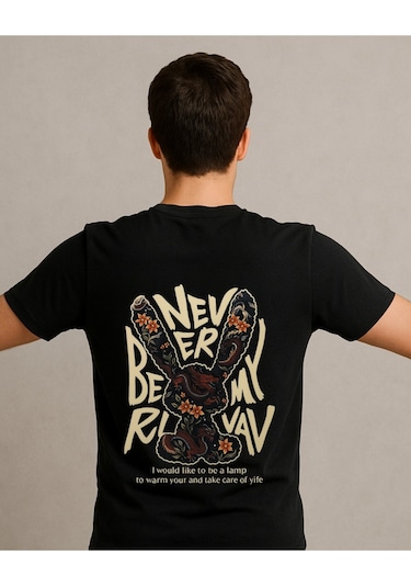Hugo Boss Never Baskılı T-shirt Siyah