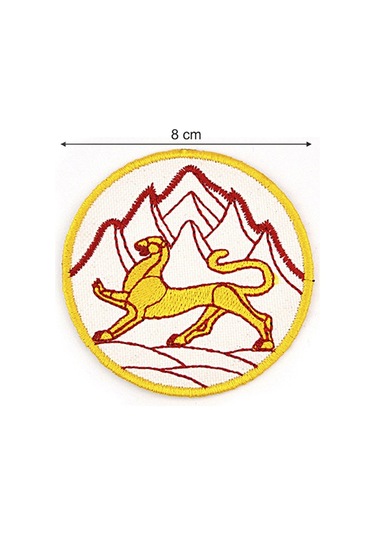 Oset Bayrak Nakışlı Yuvarlak Etiket (Beyaz) Çapı 8 cm