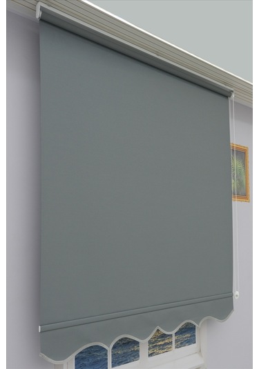 Kalın Keten Stor Zebra Güneşlik Perde Etekli Alüminyum Kasa & Boru, Ithal Kumaş Antrasit