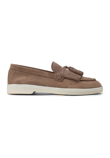 Deery Kadın Hakiki Süet Vizon Renk Püsküllü Loafer - 02042zvznc01