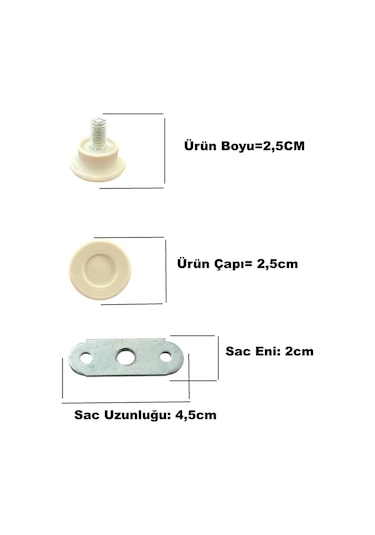 Homdep Masa Sandalye Dolap Sehpa Ayarlanabilir Yükseltme Ayağı M8 Beyaz Rotil Ayak 6 Adet Beyaz