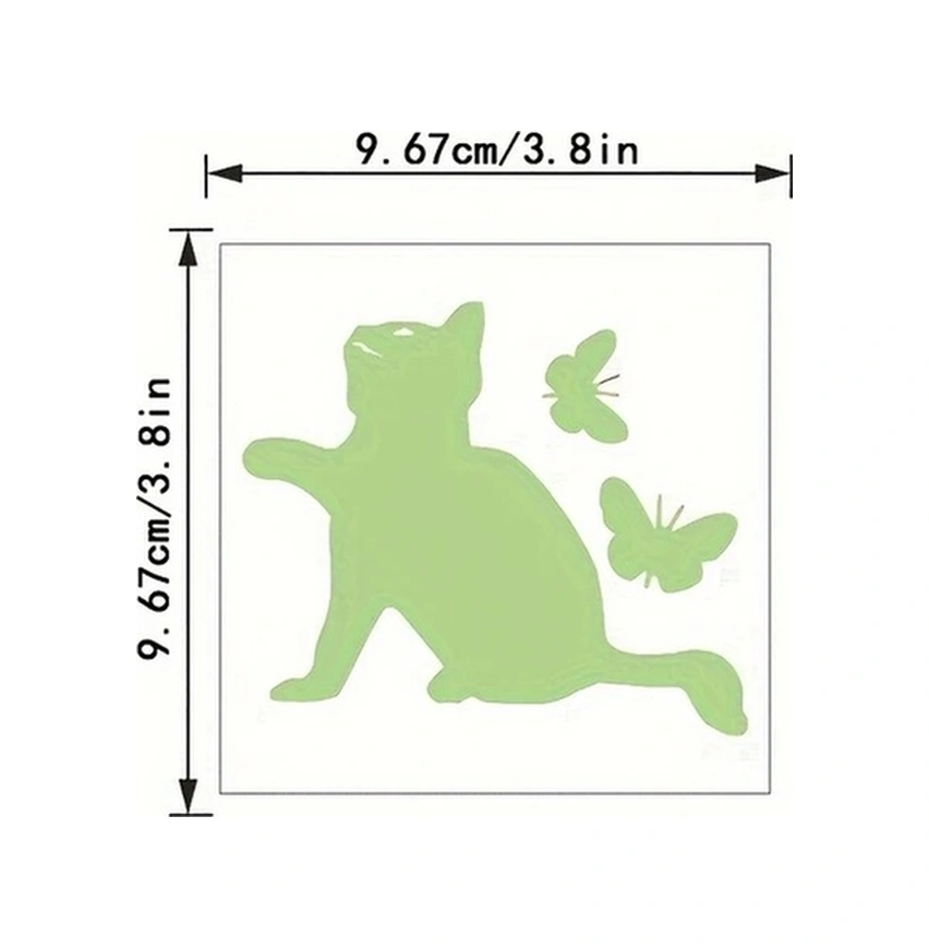 Trendooze Yeşil Fosforlu Sevimli Kedi Duvar Dekoru Mavi Ev Dekorasyon Çıkartması Mavi 07 Diğer