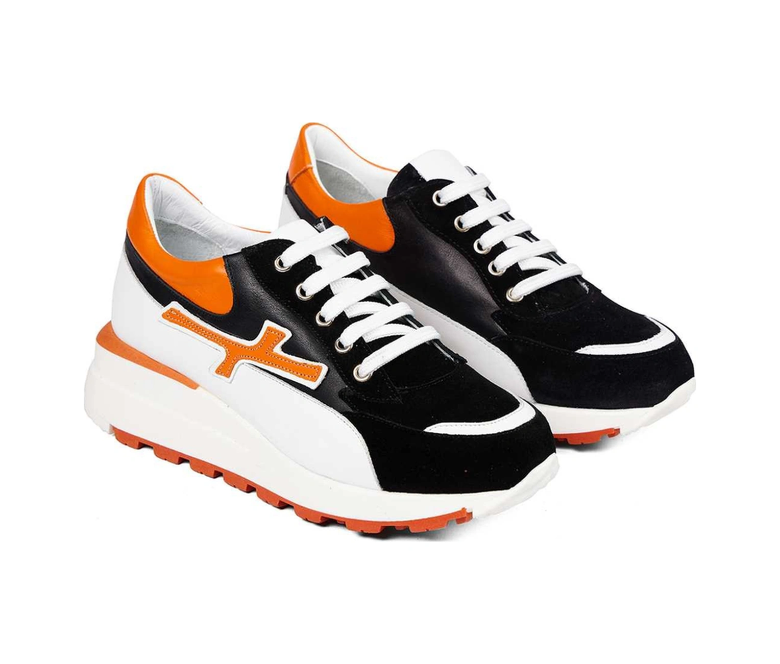 Bestello Bağcıklı Termoplastik Sneaker 101-evaıt-07 Kadın Ayakkabı Sıyah-oranj