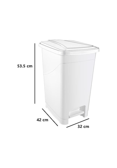 Omnipazar Srl-3030 Slim Pedallı Plastik Çöp Kovası İç Kovalı 40 Lt Beyaz