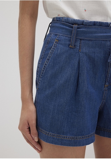 Mavi - Kemer Detaylı Denim Şort 1410214-86971 Mavi