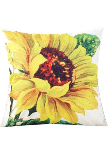 Reedark Ayçiçeği Desenli Keten Yastık Kılıfı - Ev, Ofis, Koltuk Ve Araç Dekoru İçin Şık 450x450mm Diğer