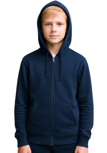 Erkek Çocuk /kız Çocuk Kanguru Cep Kapüşonlu Lacivert Hırka 3180