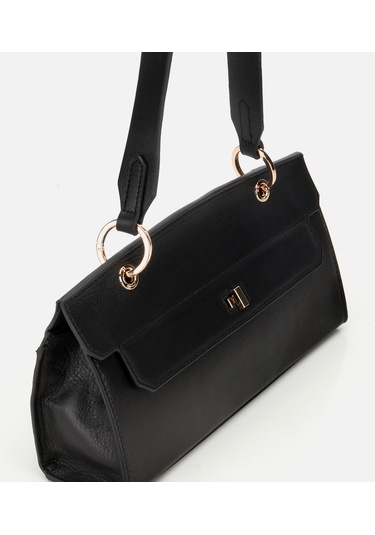 Hotiç Kadın Deri Siyah Kilit Detaylı Omuz Çantası 03cah316340a100 03cah316340a100 Siyah