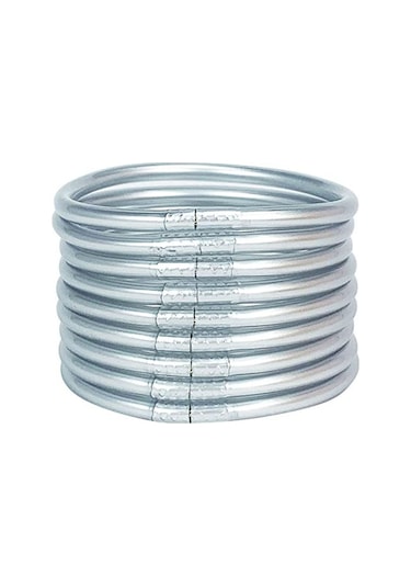 Samdoo 2023 Gümüşlü Pvc Silikon Bilezikler - Zarfımsı Tasarım, Dayanıklı, Unik Aksesuar - 9'lu Set Altın Rengi Diğer