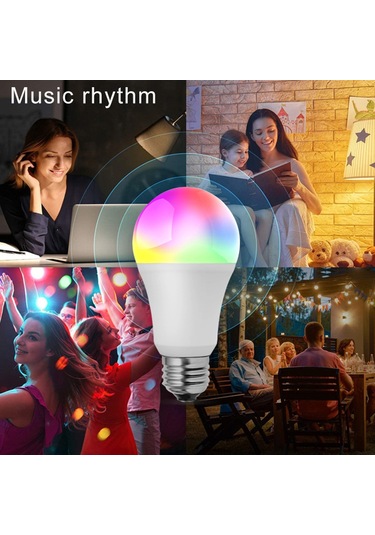 Mufunye Tuya Wifi+bt Akıllı Led Ampul E26/e27 9w 800lm Rgb+c+w 2700-6500k Ses/voıp Kontrol Zamanlama Ayarı 1 Adet Beyaz
