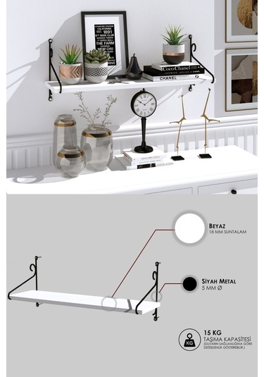 Decormet Seramoni Raf Seti 1 Raflı 200 720 Beyaz Beyaz