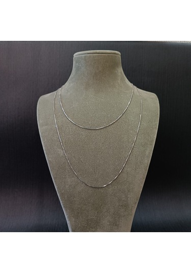 925 Ayar Gümüş Kolye Zinciri Model2 - Gümüş Renk -54cm Gümüş